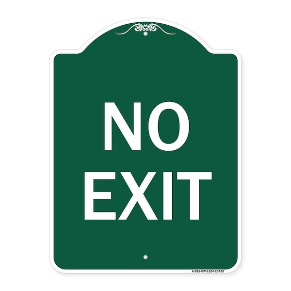 Designer Series Parking Lot No Exit, Green & White Aluminum Sign, 24" L, 18" H, GW-1824-23420